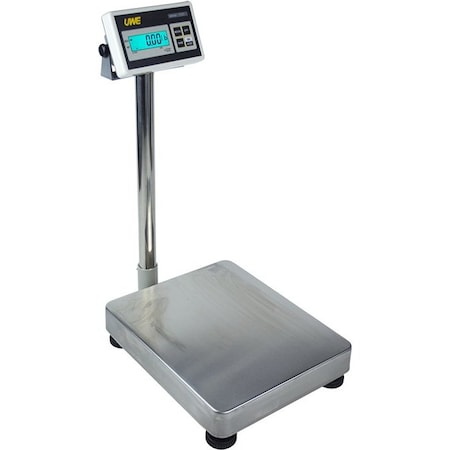 Uwe Bench Scale, 132 lb, .02 lb, 16x20" Base, Backlit Display, Rechargeable Battery, RS232, SS Platter AFW-F132